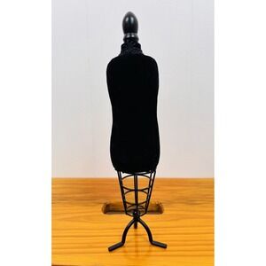 Collectible Pin Cushion Novelty Doll Mannequin Black Velvet Metal 12 1/2 x 3 in